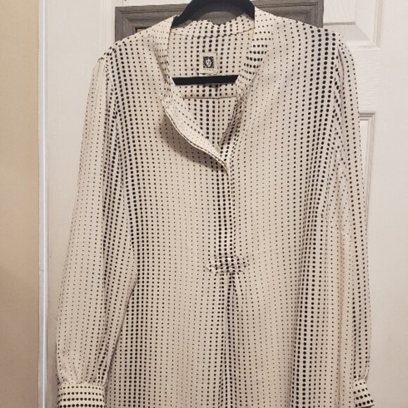 Anne Klein Tops - Anne Klein White Blouse Top with Black Polka Dots 2X